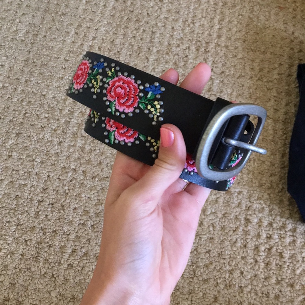 Topshop black embroidered belt